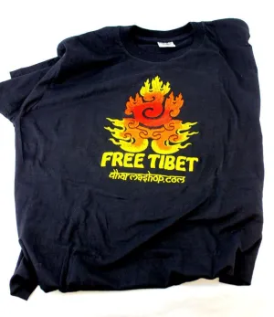 Hand Embroidered Free Tibet Flame T Shirt