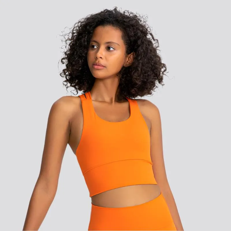 High Support Padded Gym Athletic Sports Bras Tops Women Naked Feel Yoga Fitness Workout Running Crop Bras