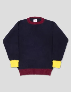 J.PRESS X SEBAGO COLORBLOCK SHAGGY DOG SWEATER - NAVY