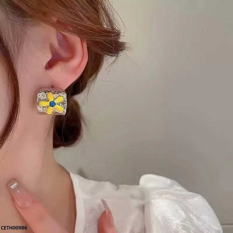 Korean Style Painted Flower Tops Pair