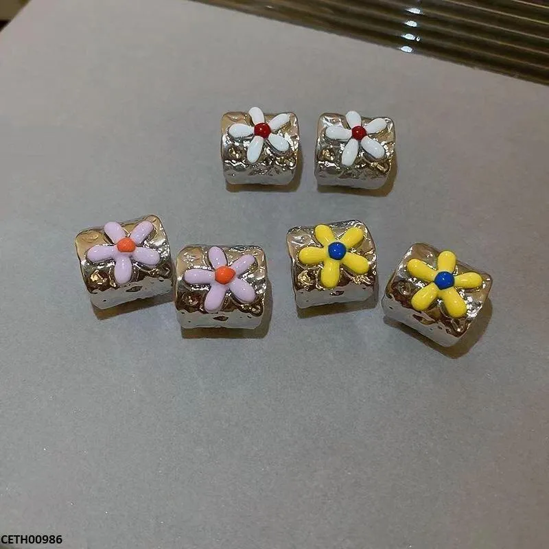 Korean Style Painted Flower Tops Pair