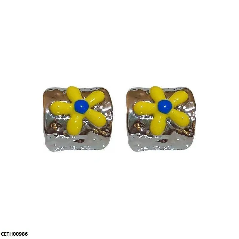 Korean Style Painted Flower Tops Pair