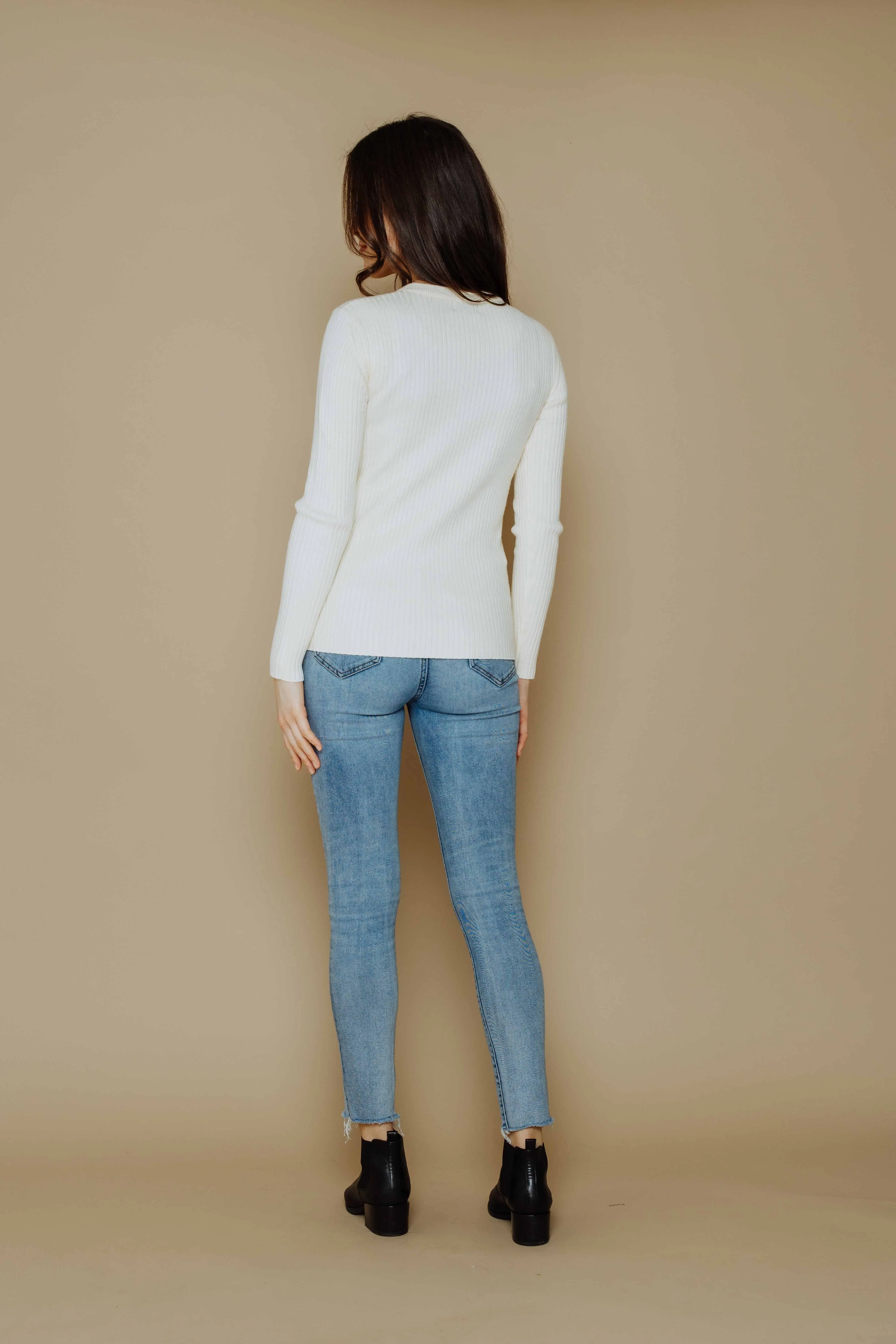 Len-Slim Rib Crew Pullover