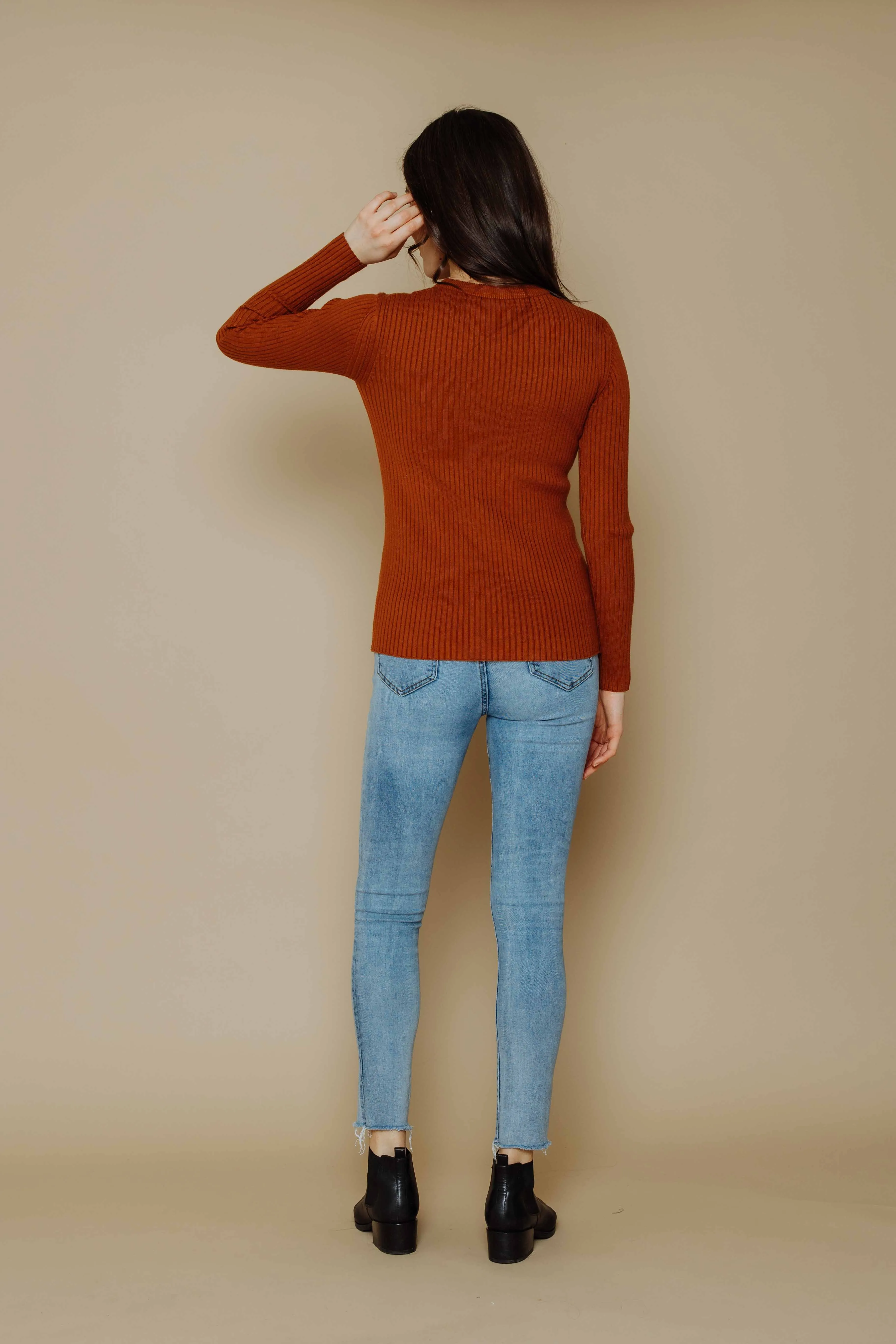 Len-Slim Rib Crew Pullover