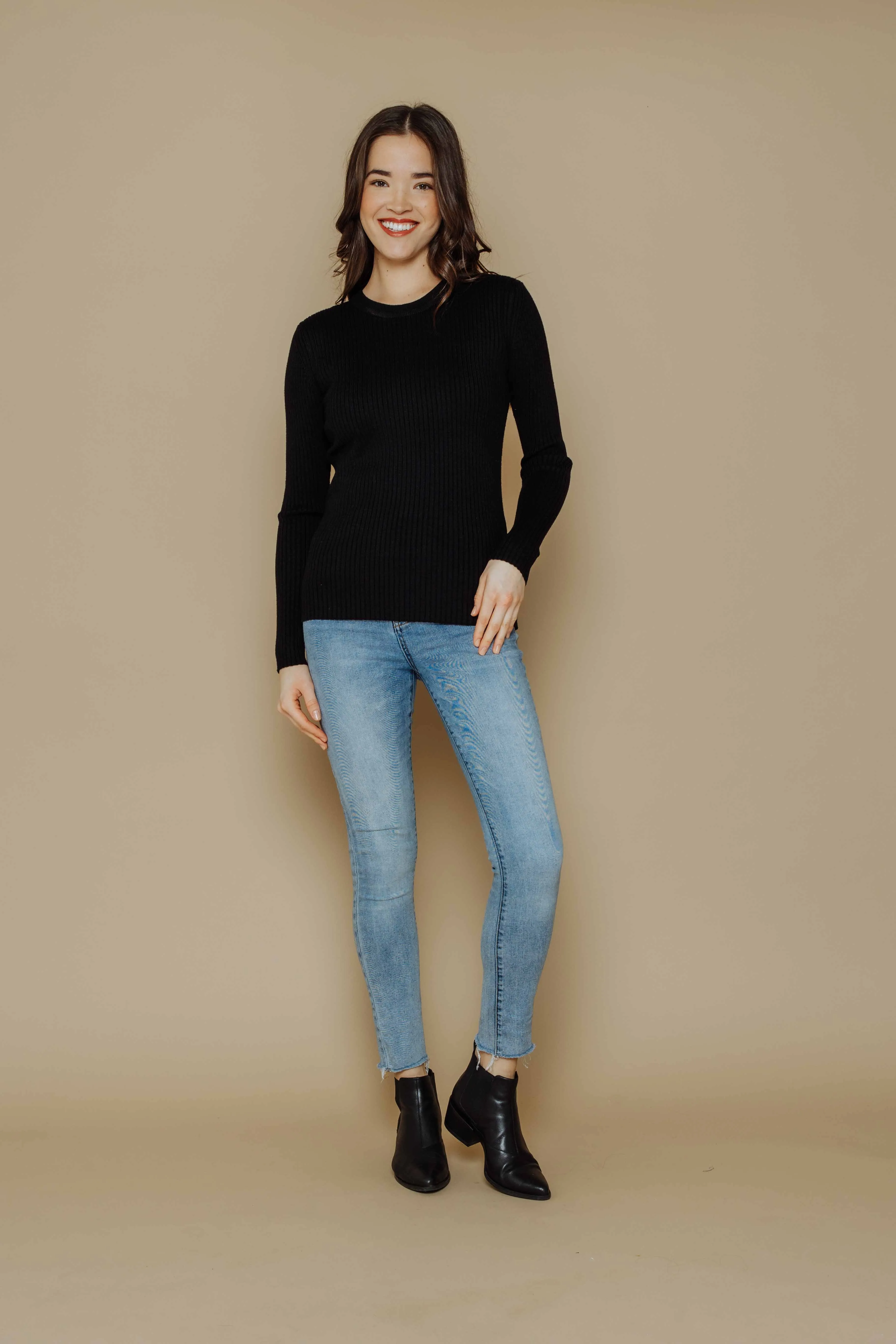 Len-Slim Rib Crew Pullover