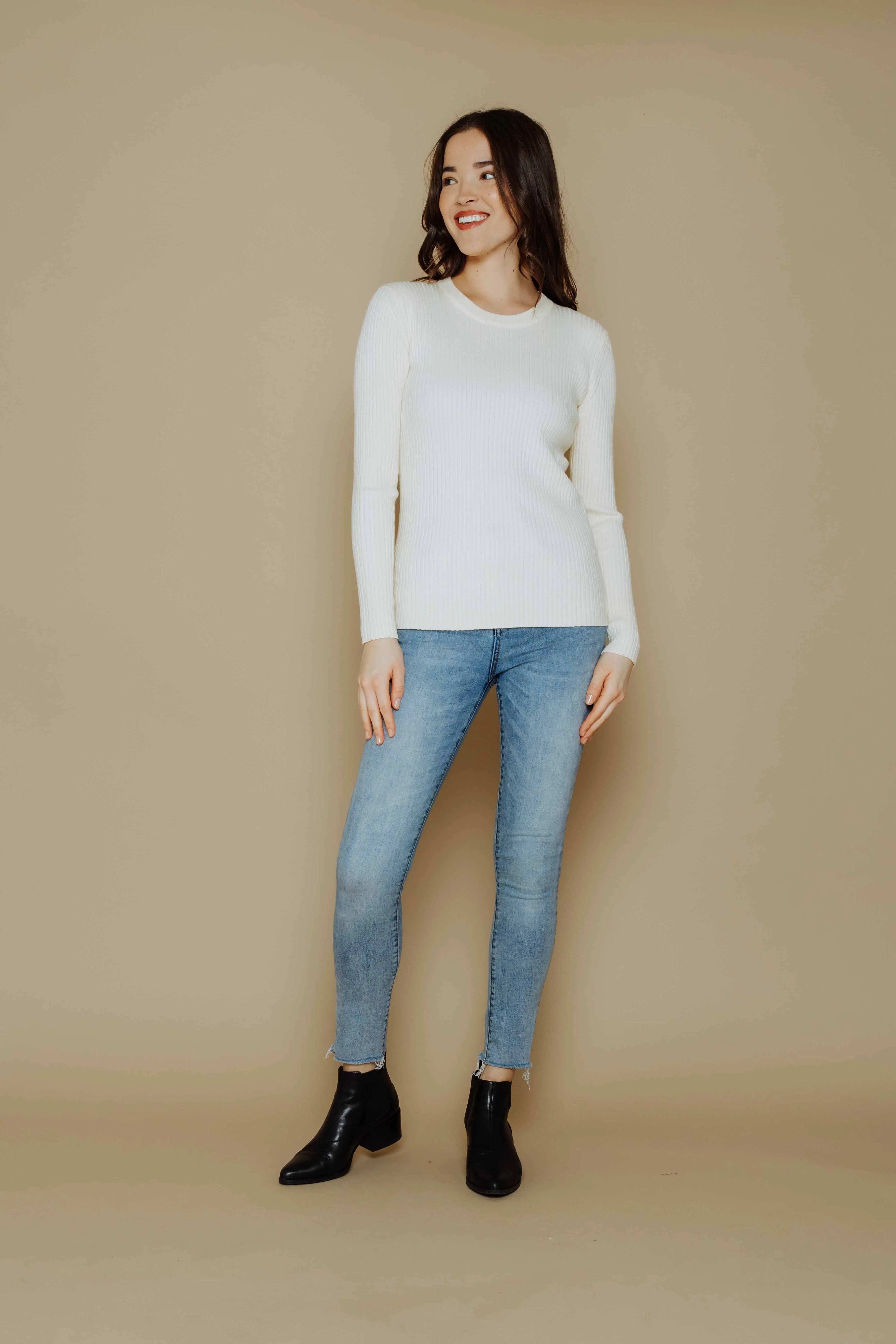 Len-Slim Rib Crew Pullover