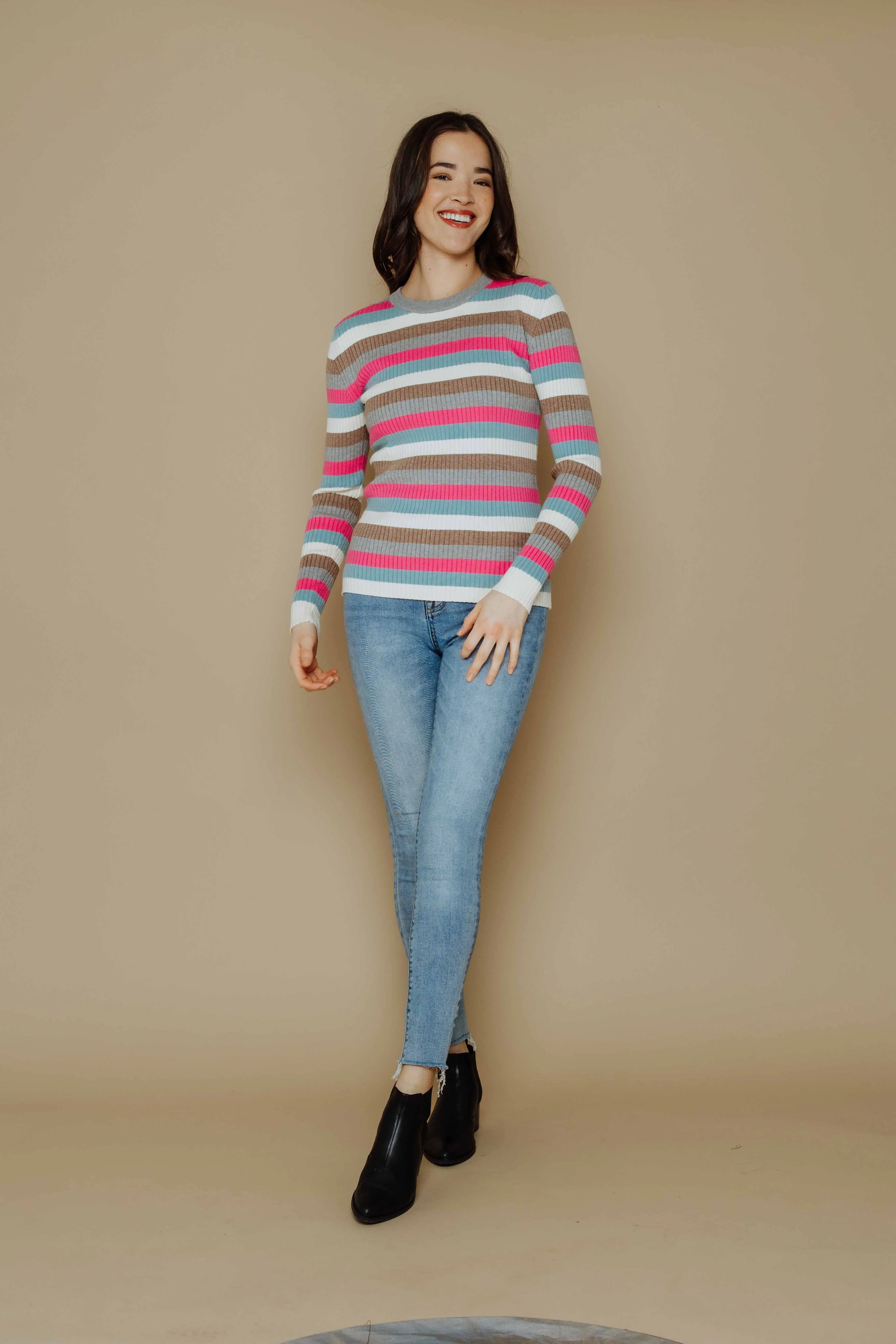 Len-Slim Rib Crew Pullover