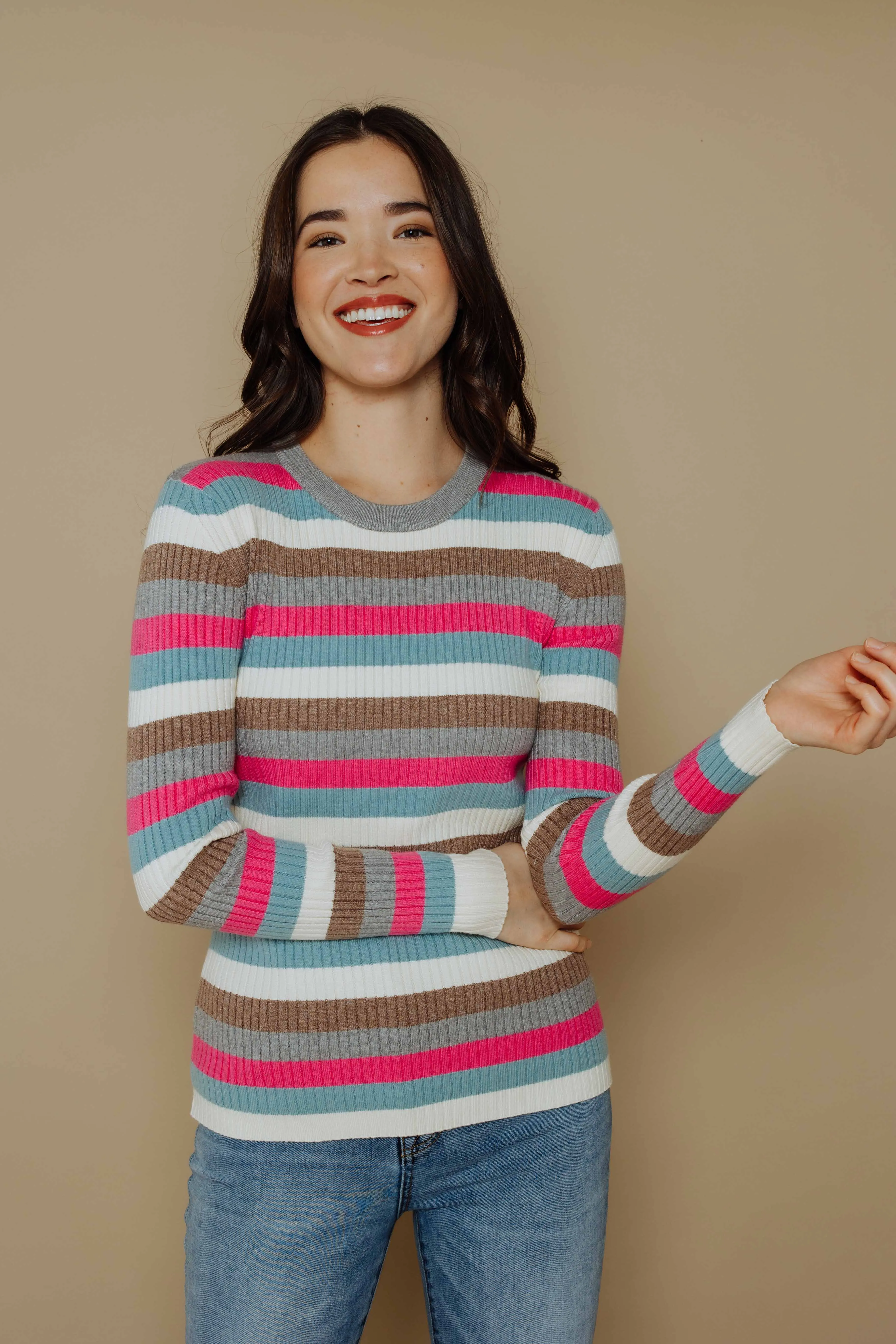 Len-Slim Rib Crew Pullover