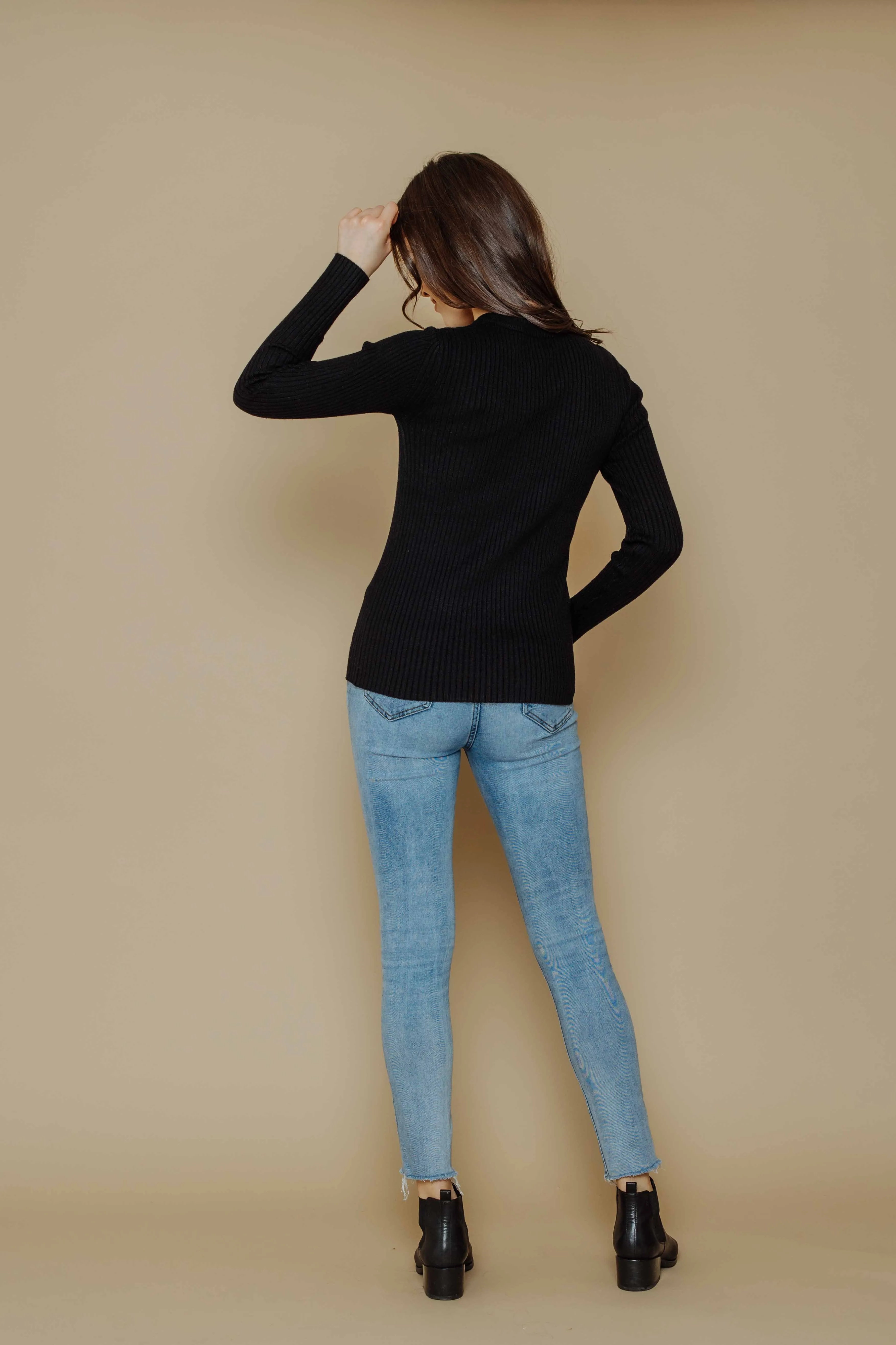 Len-Slim Rib Crew Pullover