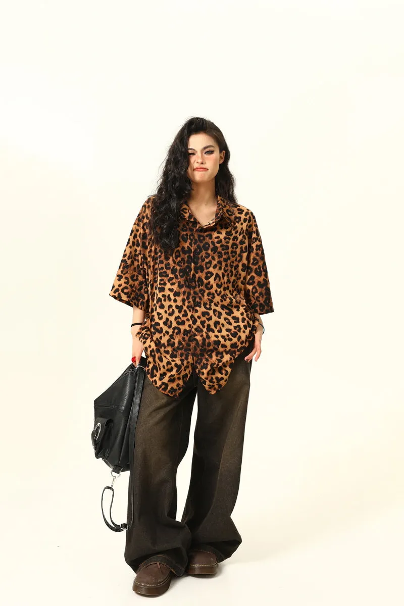 Leopard Print Retro Street Shirt