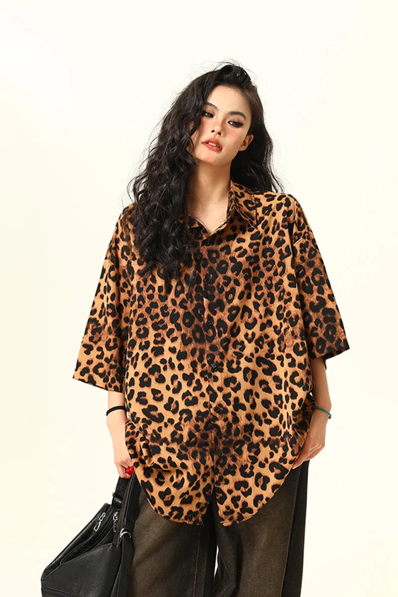 Leopard Print Retro Street Shirt