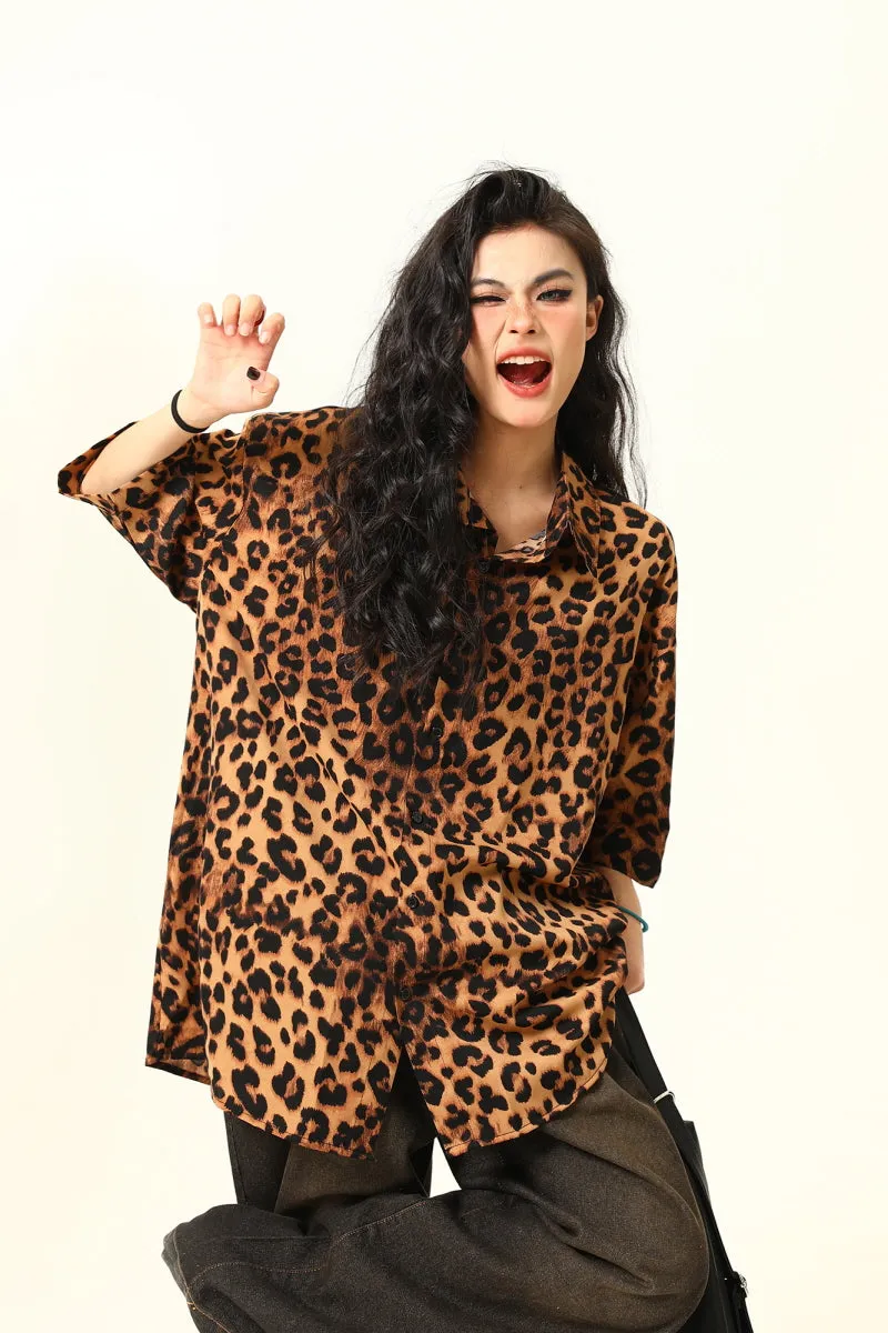 Leopard Print Retro Street Shirt