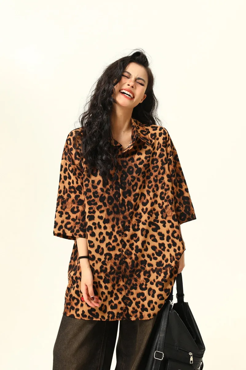 Leopard Print Retro Street Shirt