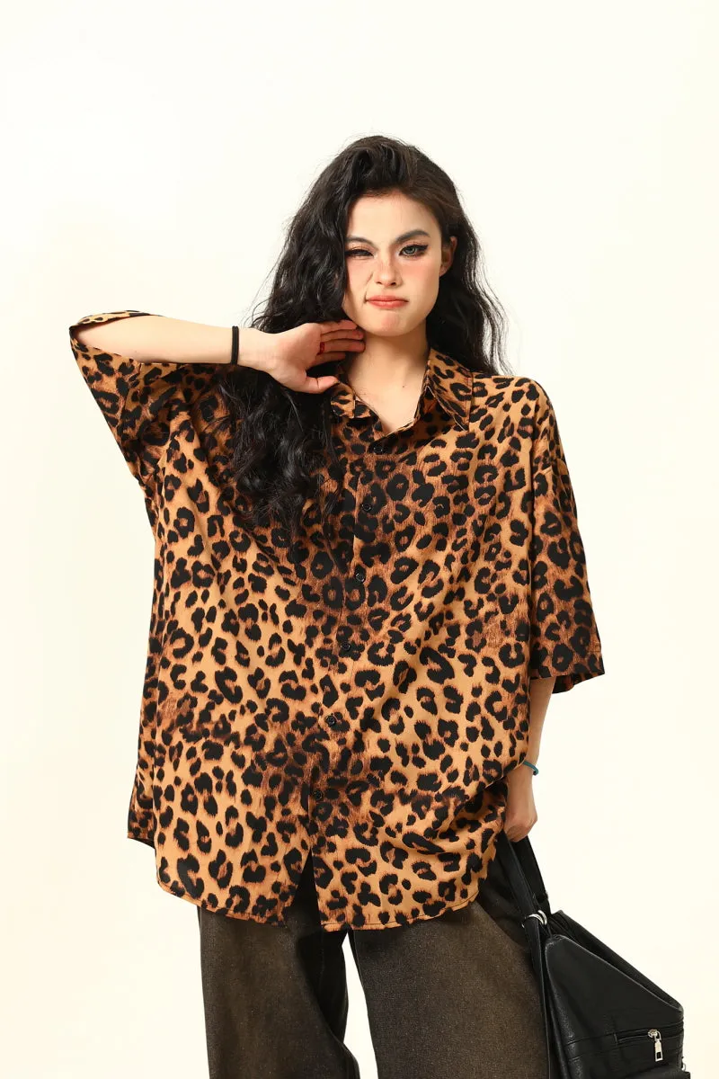 Leopard Print Retro Street Shirt