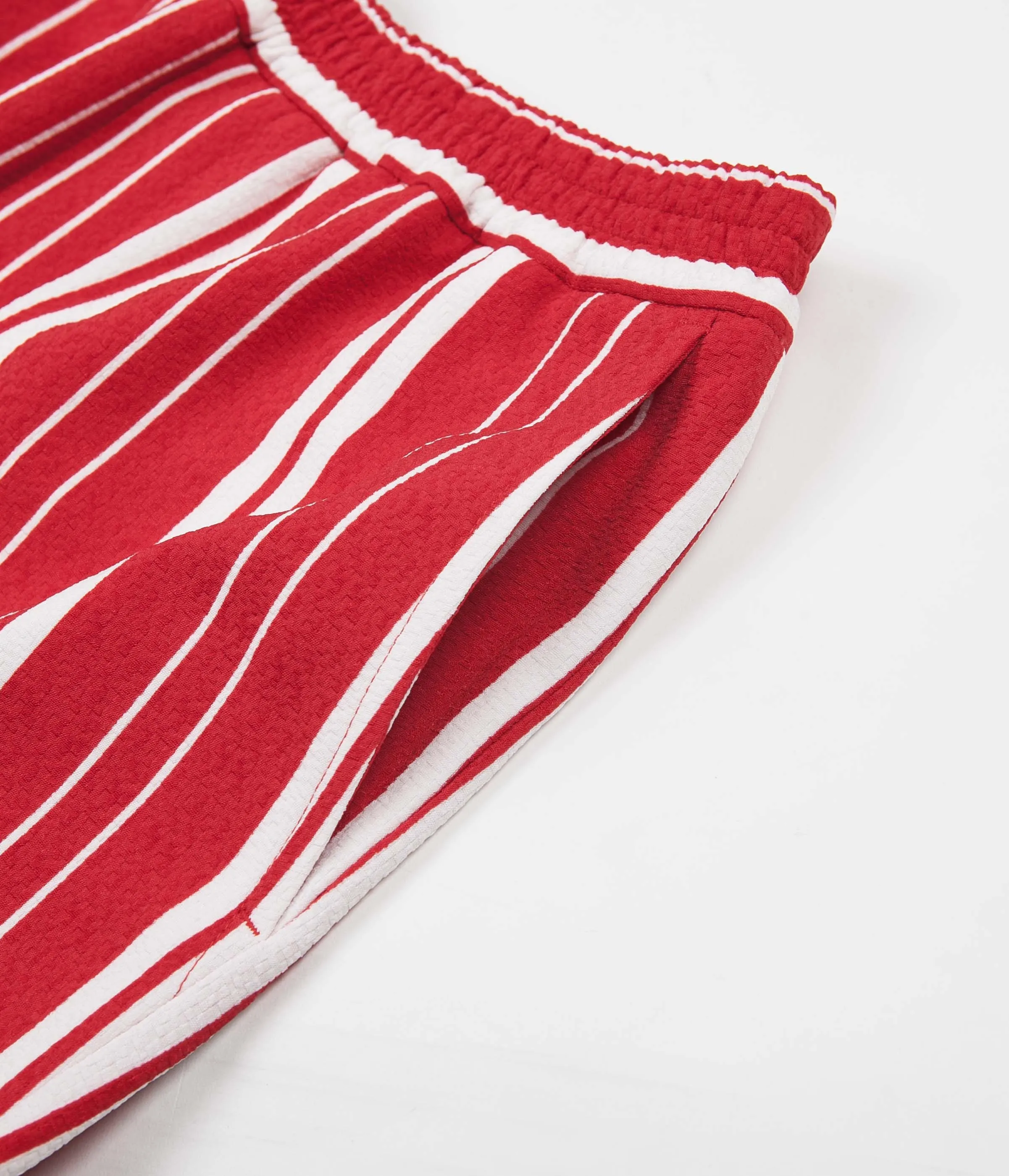 Libertine-Libertine Front Shorts - Off White / Red Stripe