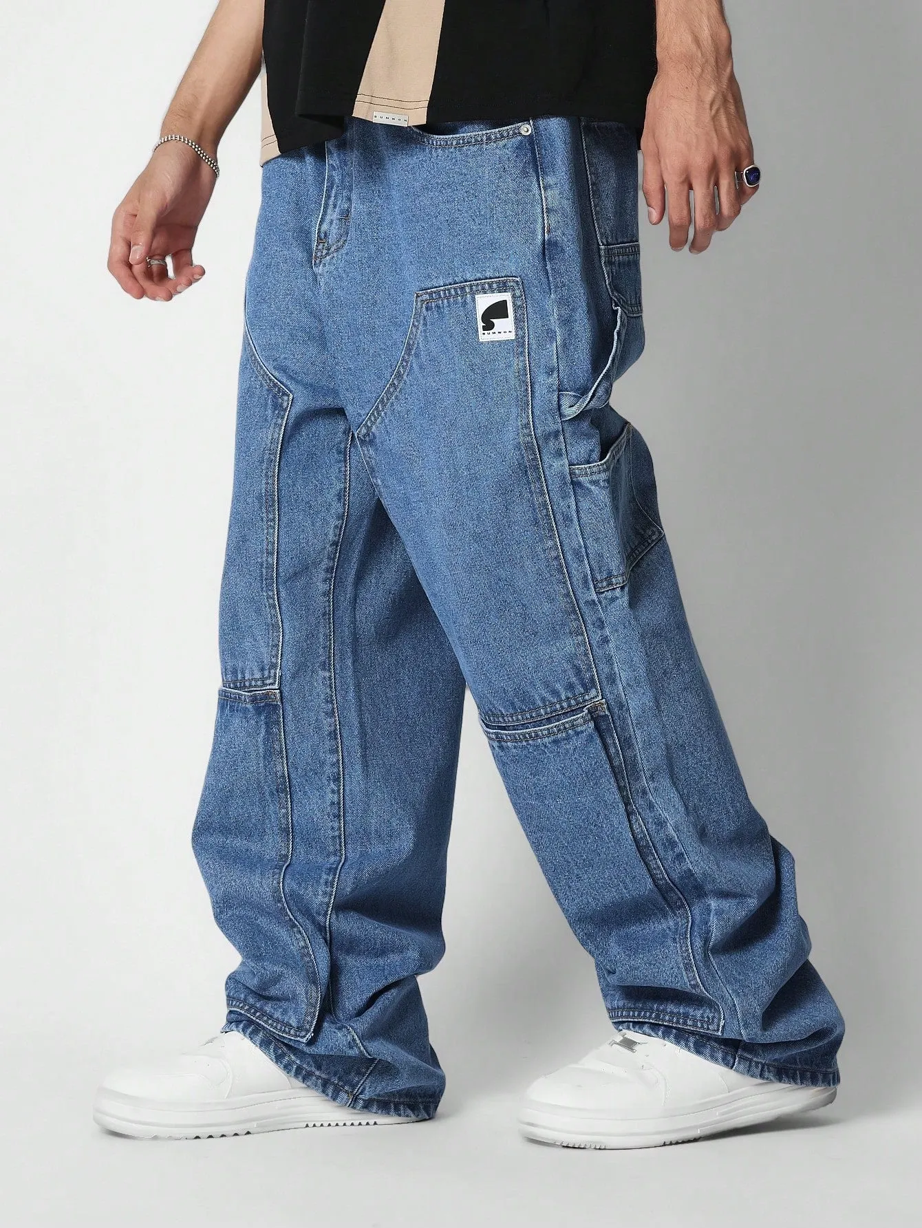 Loose Fit Baggy Carpenter Detail Jeans