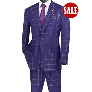Luxurious Men's Regular-Fit Windowpane Suit Assorted Color