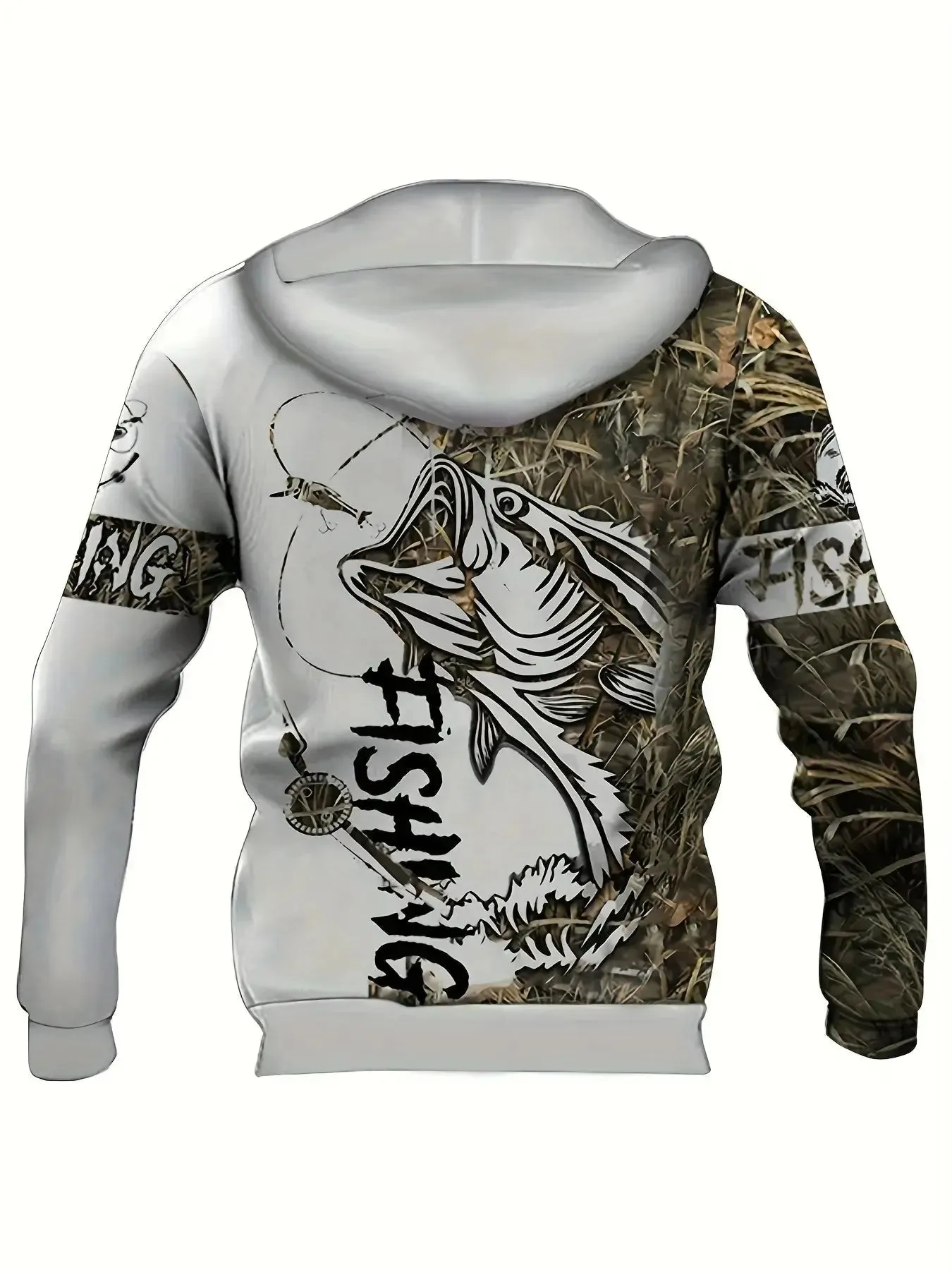 Men's Casual Fishing Pattern 3D Print Hoodie Sweatshirt