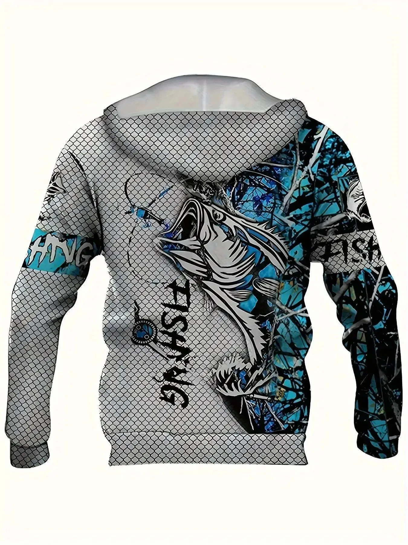 Men's Casual Fishing Pattern 3D Print Hoodie Sweatshirt