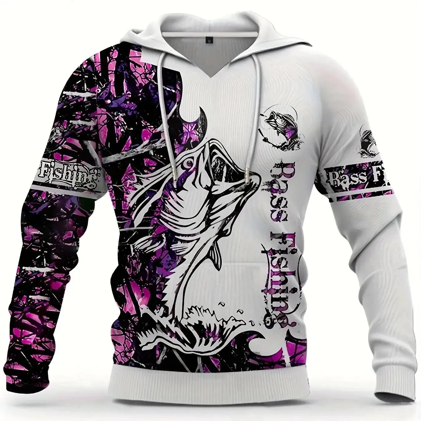 Men's Casual Fishing Pattern 3D Print Hoodie Sweatshirt