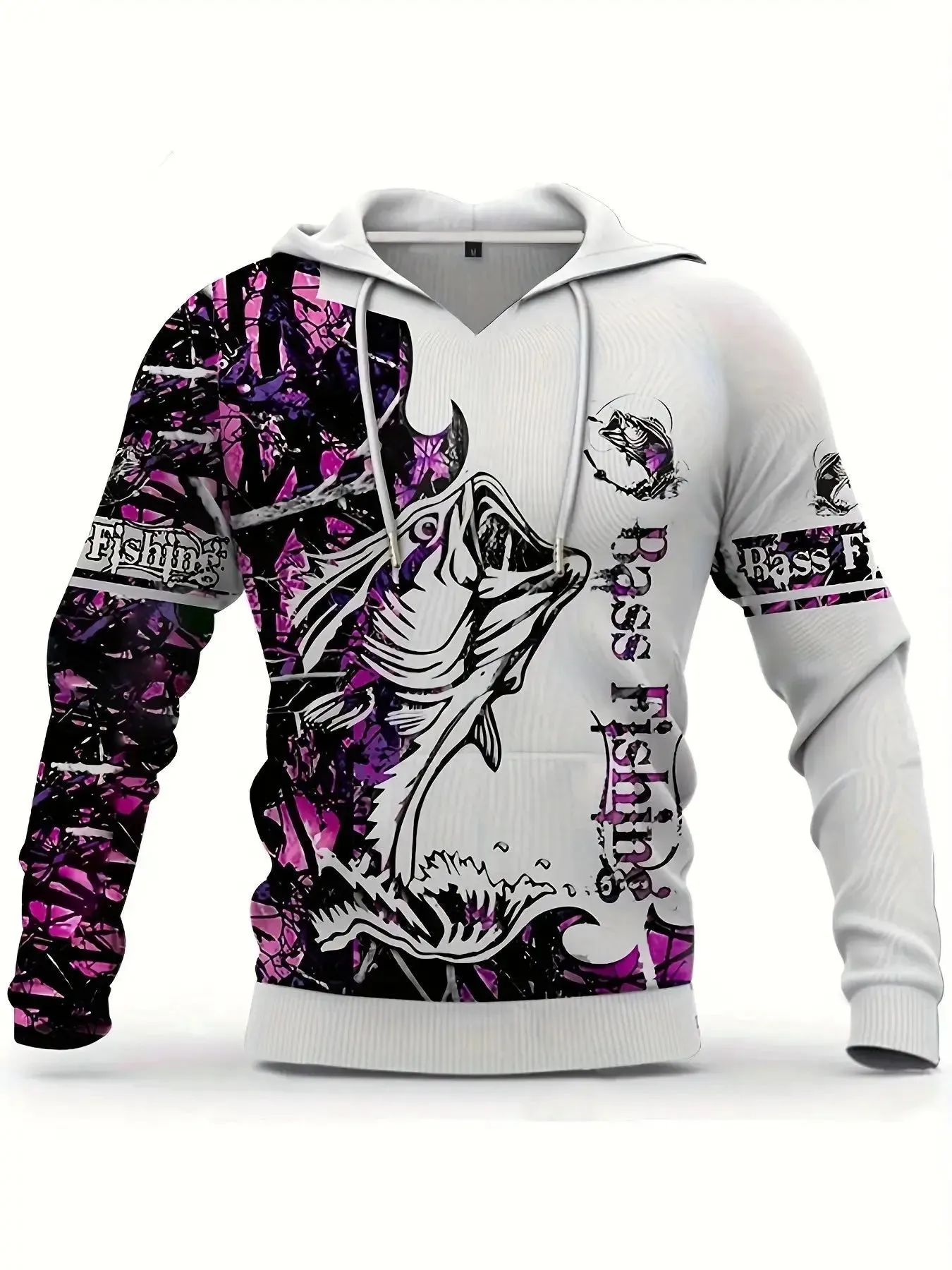 Men's Casual Fishing Pattern 3D Print Hoodie Sweatshirt