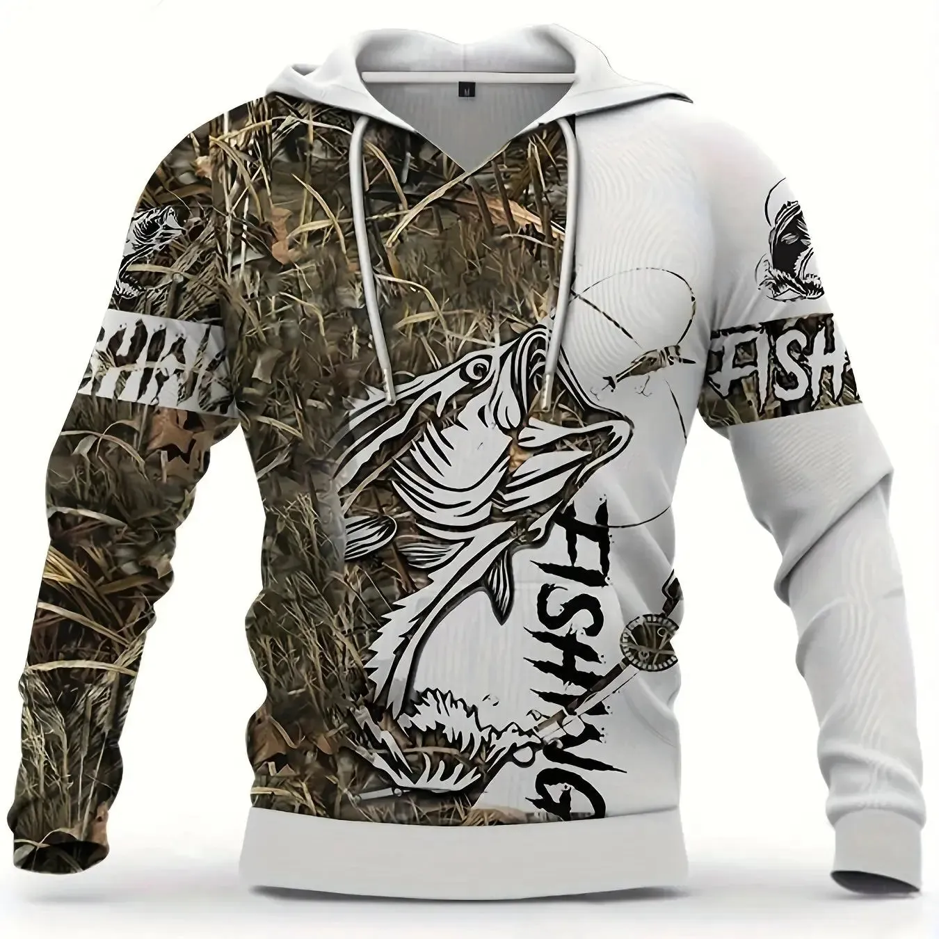 Men's Casual Fishing Pattern 3D Print Hoodie Sweatshirt