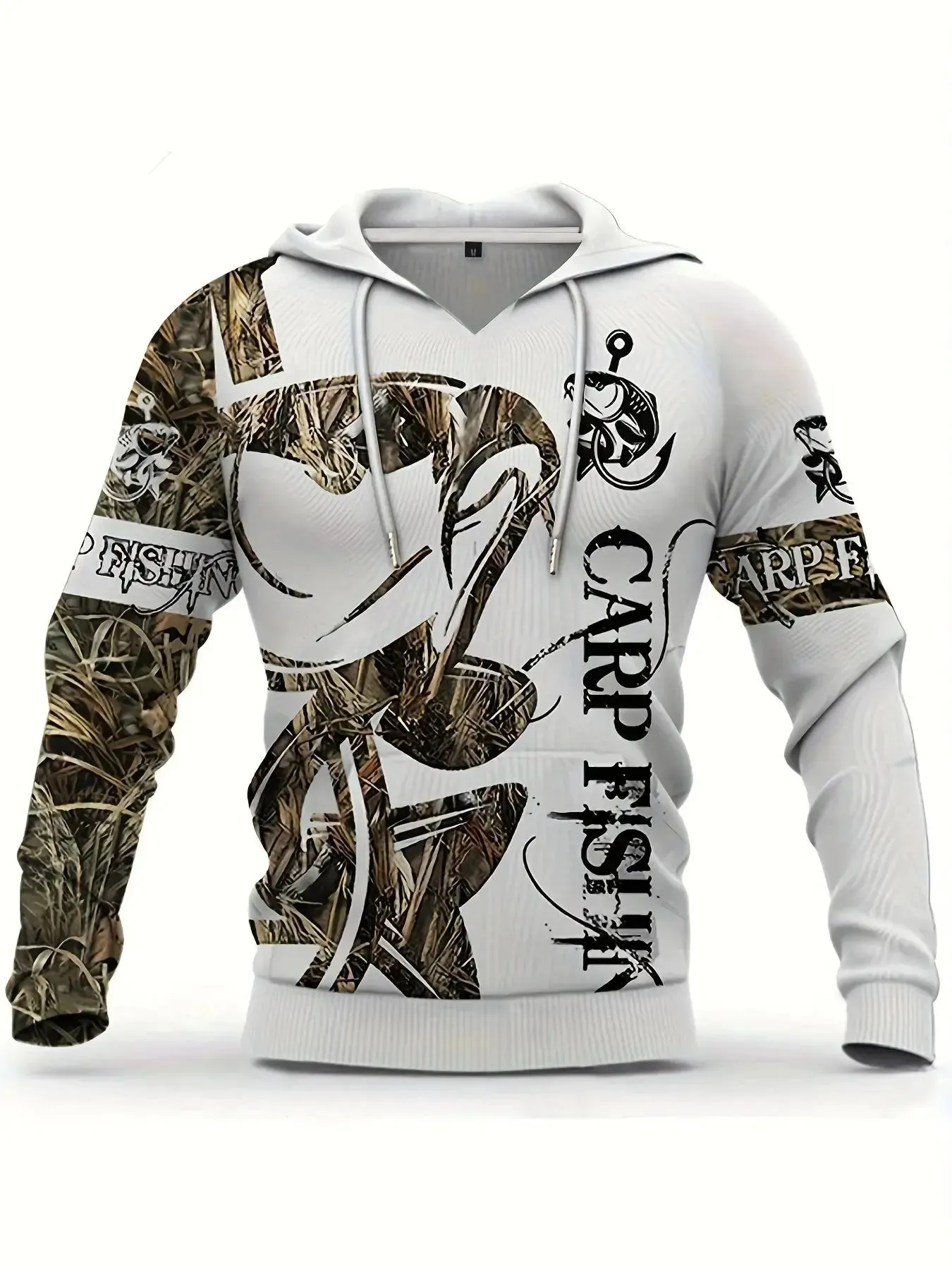 Men's Casual Fishing Pattern 3D Print Hoodie Sweatshirt