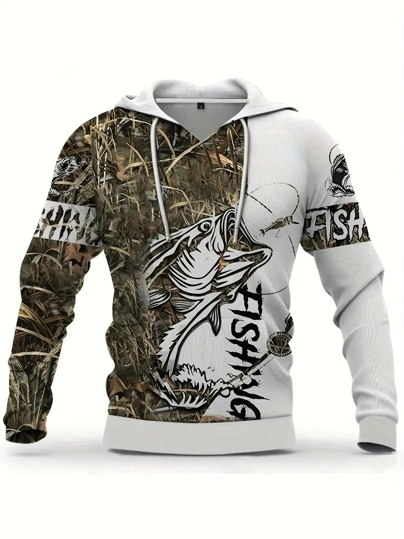 Men's Casual Fishing Pattern 3D Print Hoodie Sweatshirt