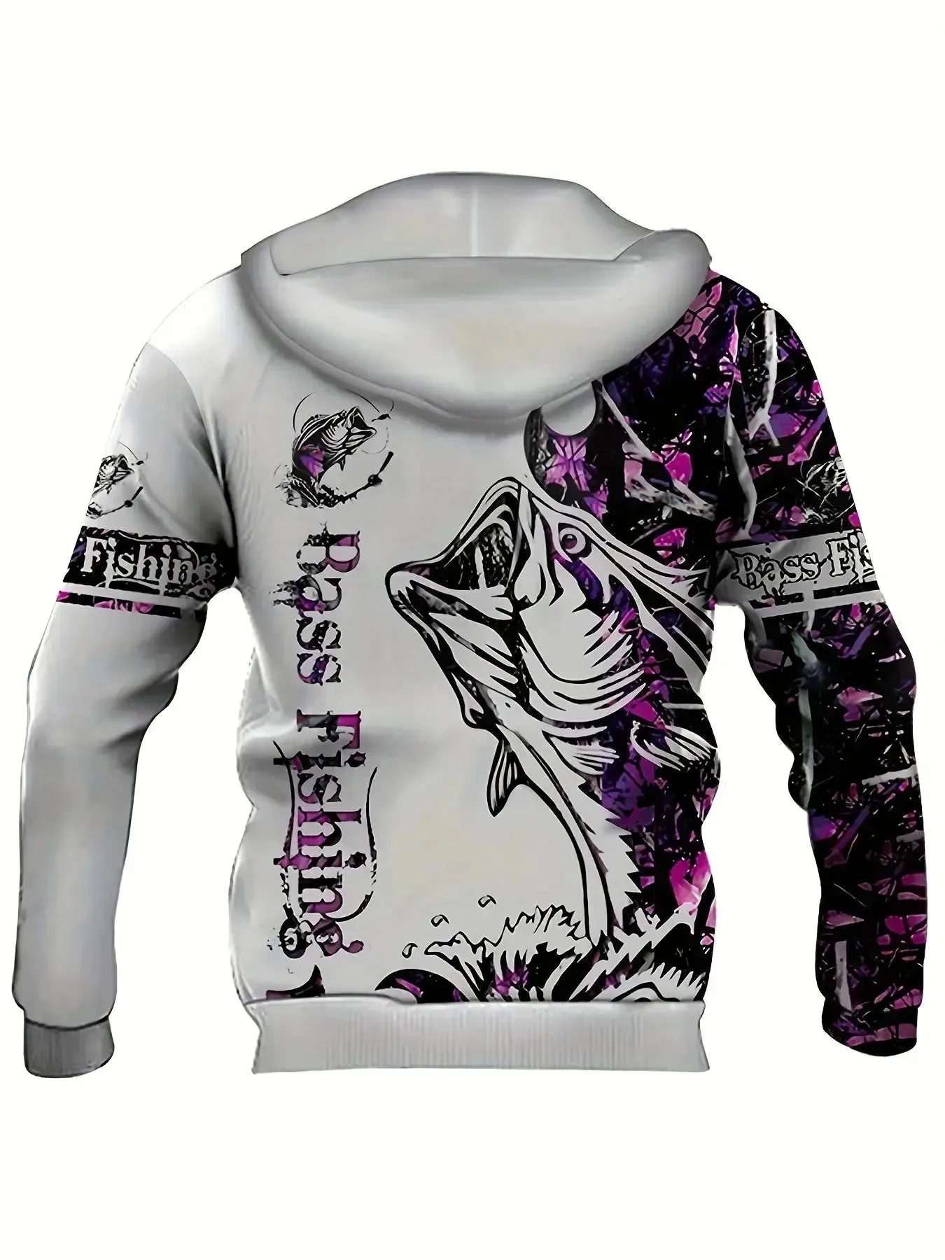 Men's Casual Fishing Pattern 3D Print Hoodie Sweatshirt