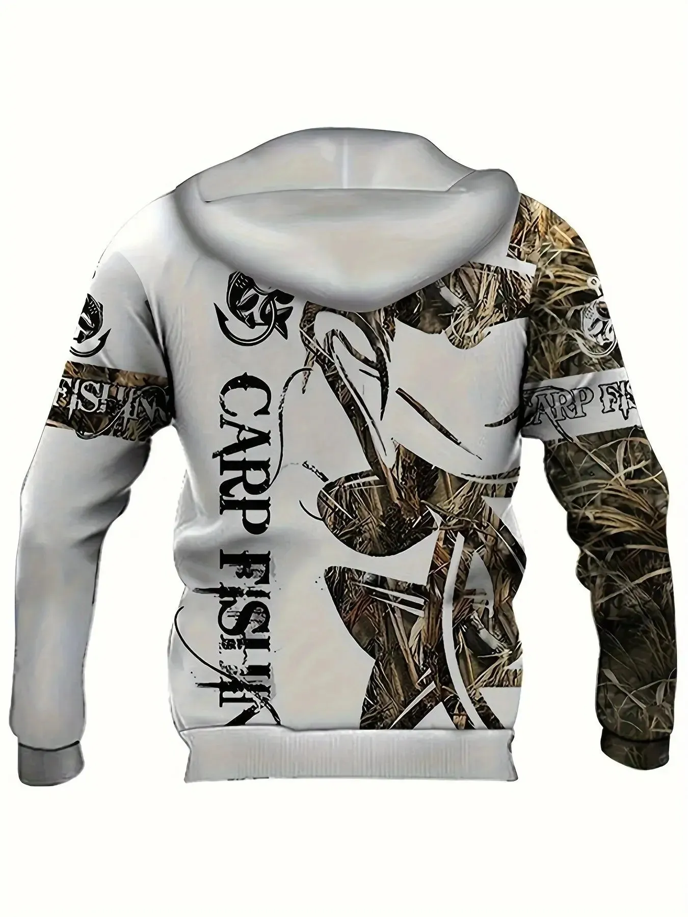 Men's Casual Fishing Pattern 3D Print Hoodie Sweatshirt