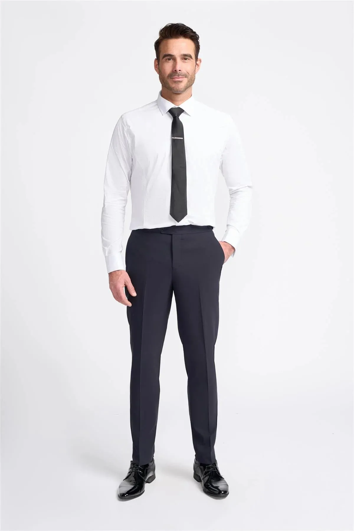 Men’s Wool Blend Formal Trousers – ASPEN W/T - Navy Blue