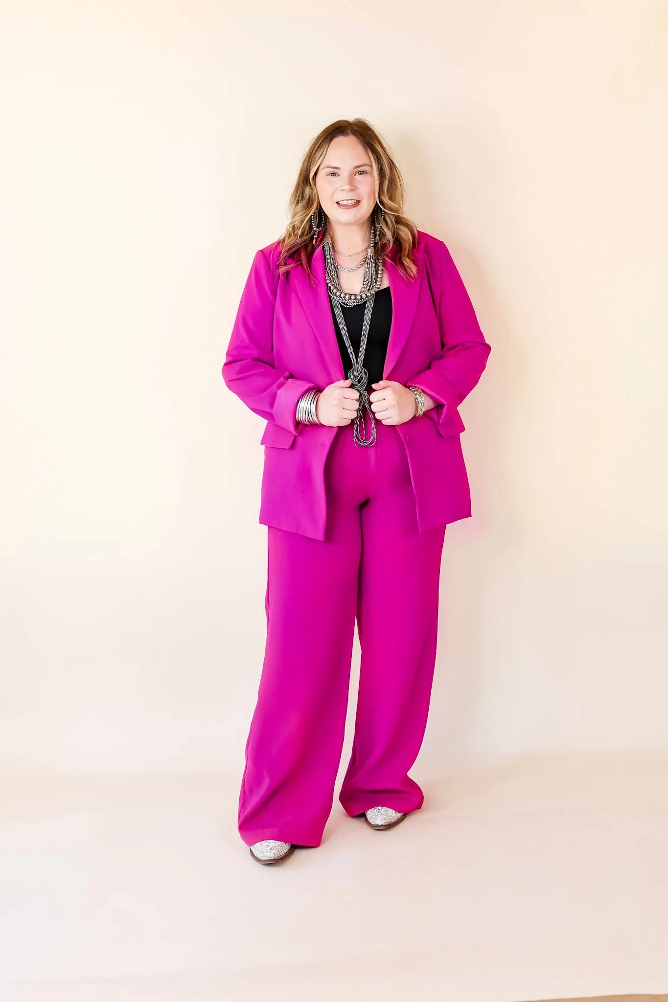 Modern Marvel Trouser Pants in Magenta Pink