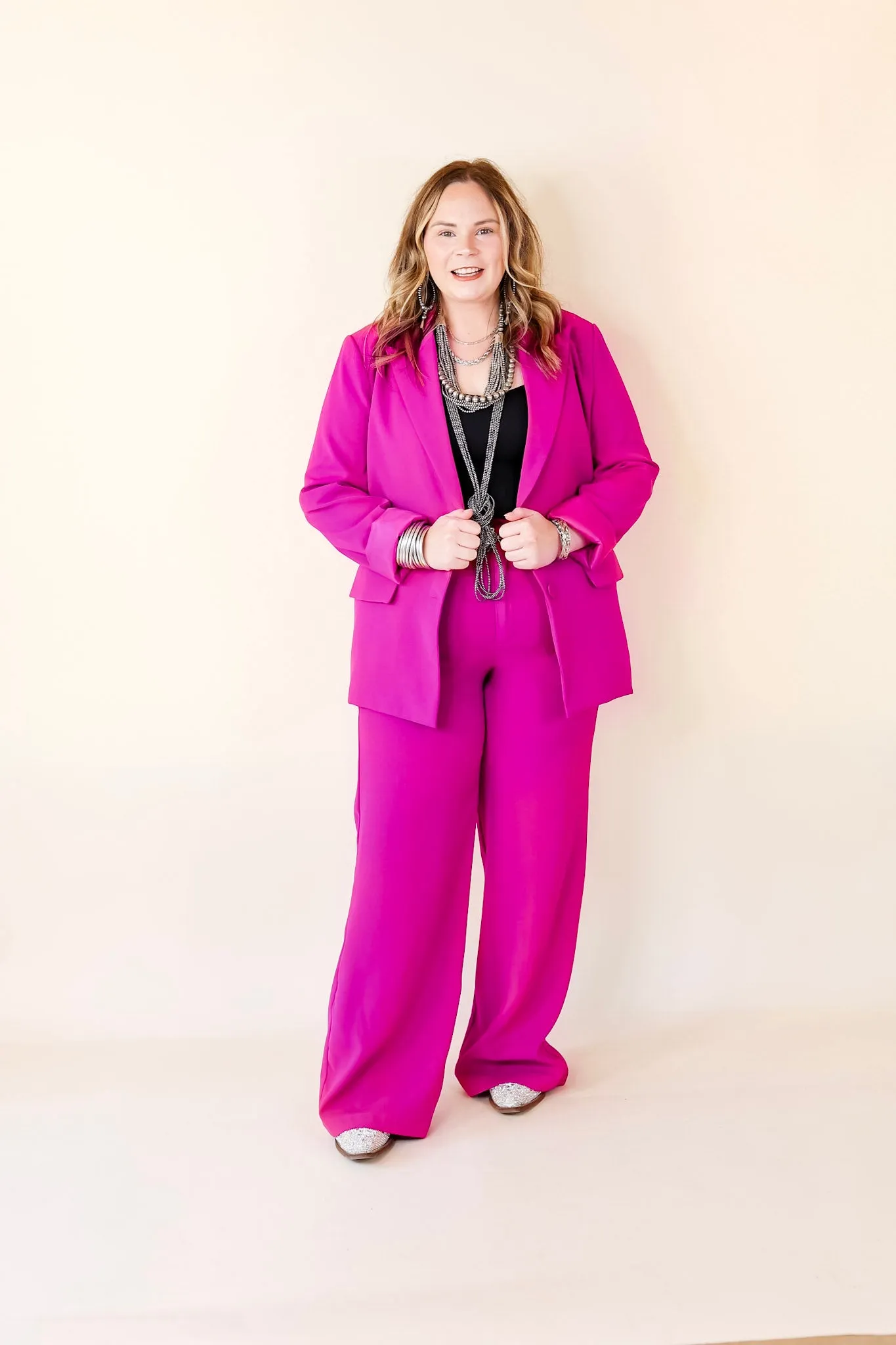Modern Marvel Trouser Pants in Magenta Pink