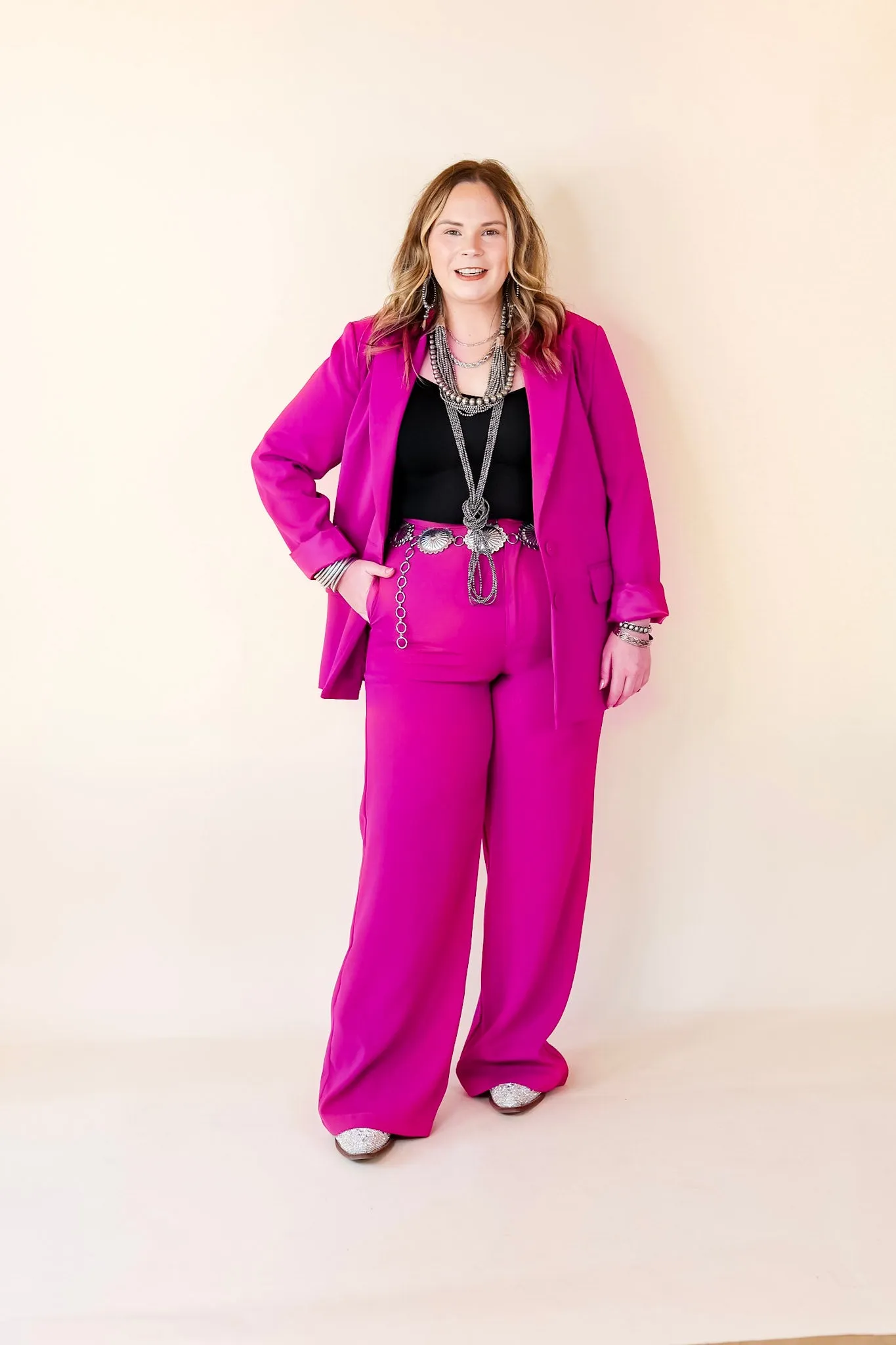 Modern Marvel Trouser Pants in Magenta Pink