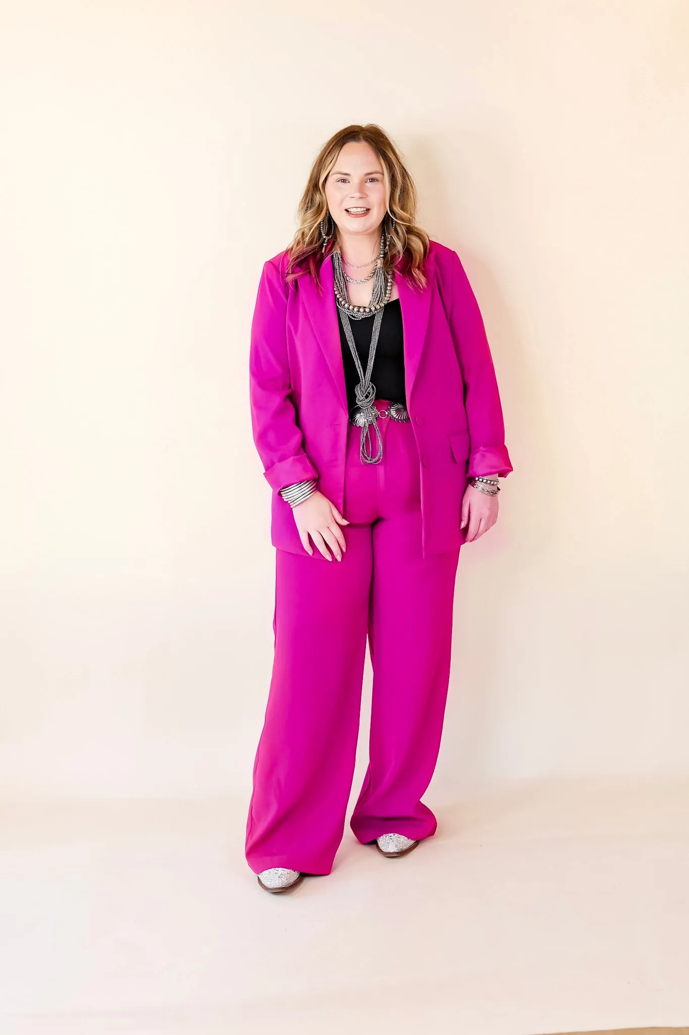 Modern Marvel Trouser Pants in Magenta Pink