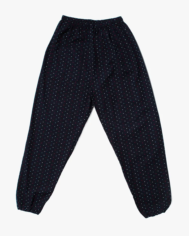 Monpe Pants, Women's, Indigo with White, Red and Blue Squares