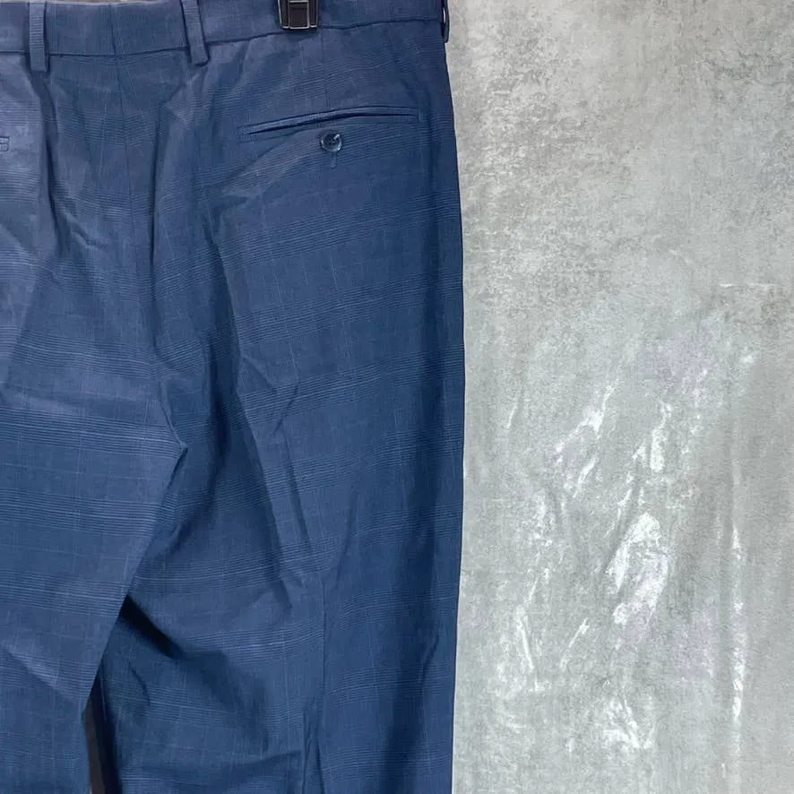 NAUTICA Men's Navy Plaid Modern-Fit Bi-Stretch Suit Pants SZ 41X32