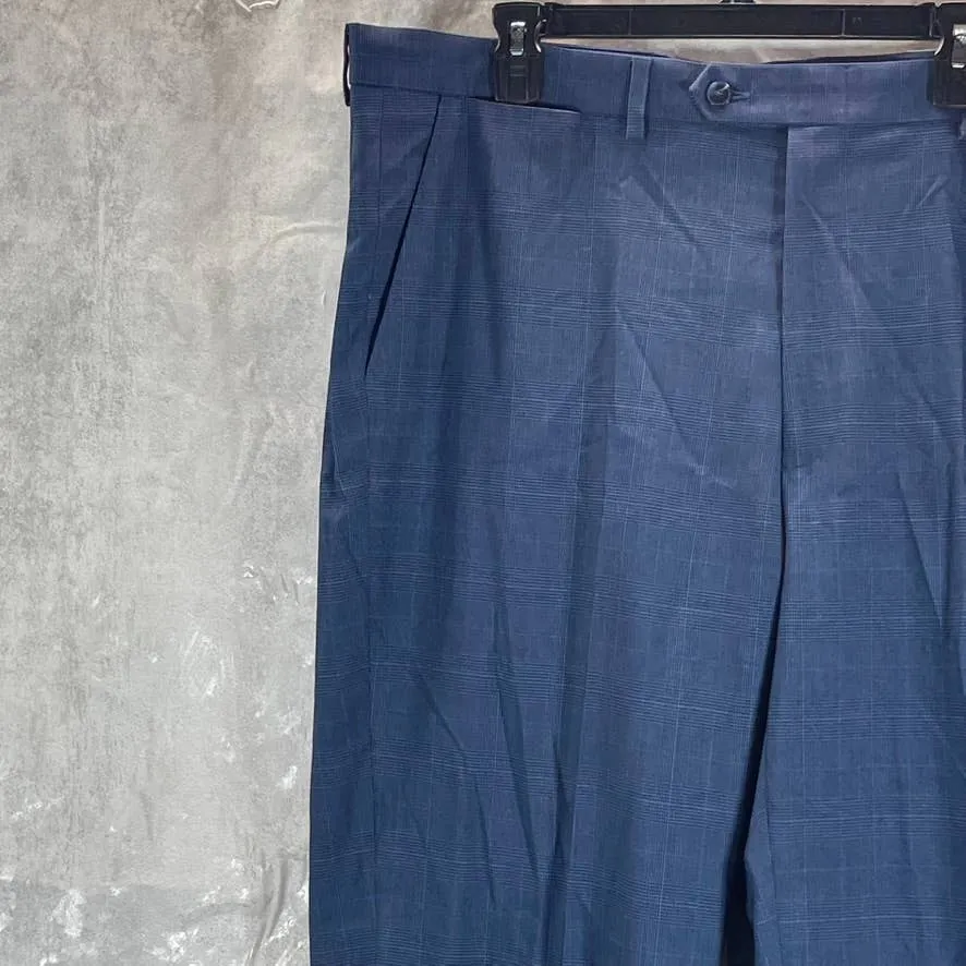 NAUTICA Men's Navy Plaid Modern-Fit Bi-Stretch Suit Pants SZ 41X32