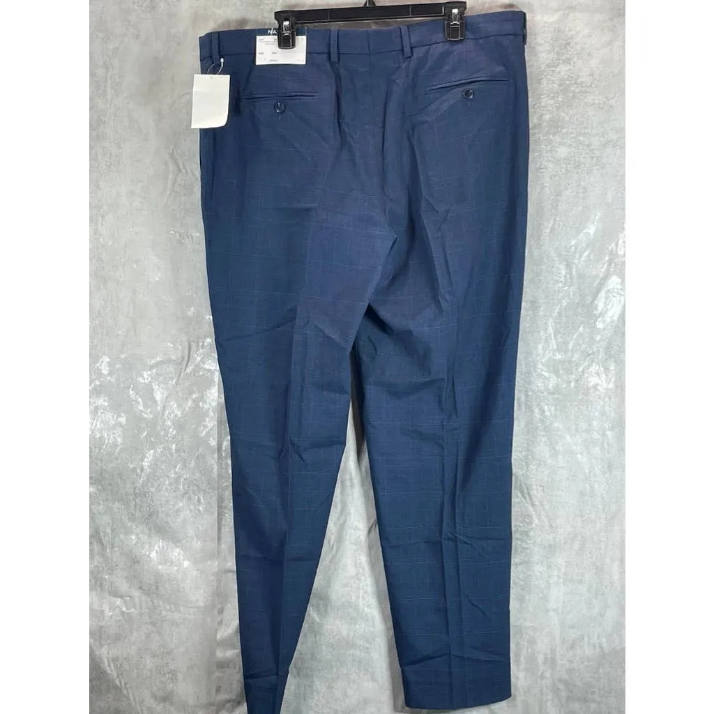 NAUTICA Men's Navy Plaid Modern-Fit Bi-Stretch Suit Pants SZ 41X32