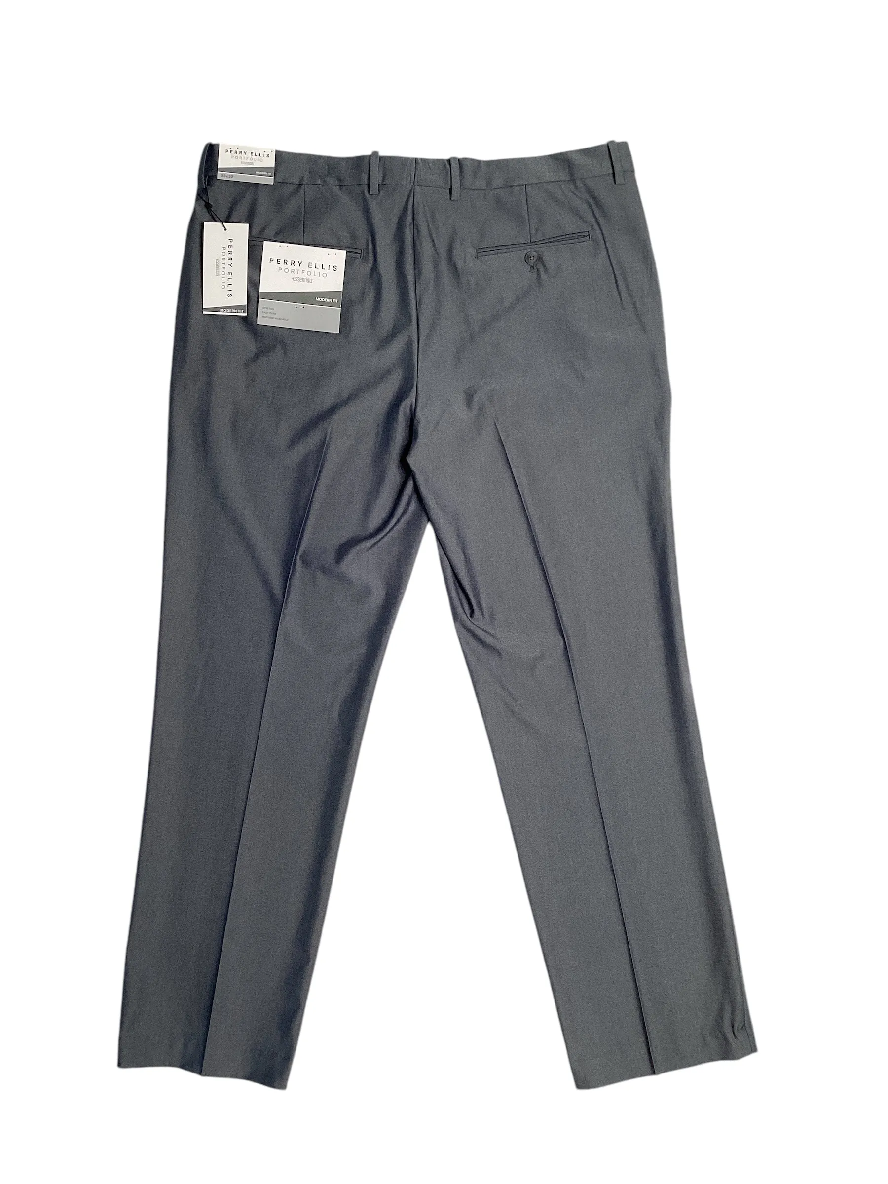 Perry Ellis Portfolio Mens Modern Fit Check Suit Dress Pants Med Grey 38 x 32