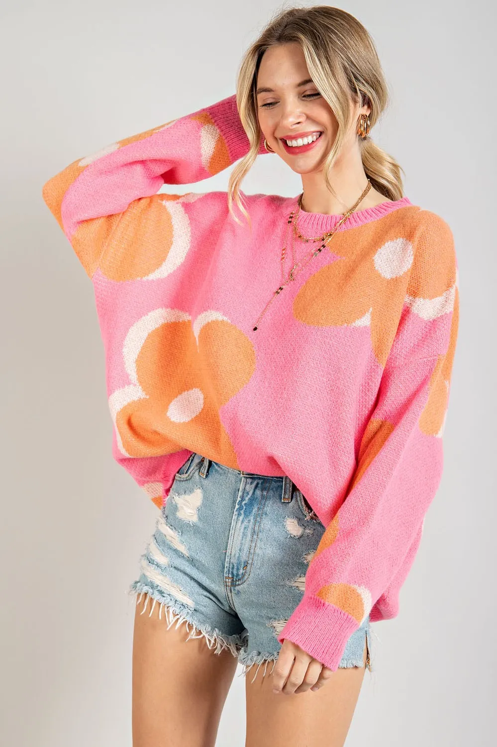 Pink Bold Floral Sweater