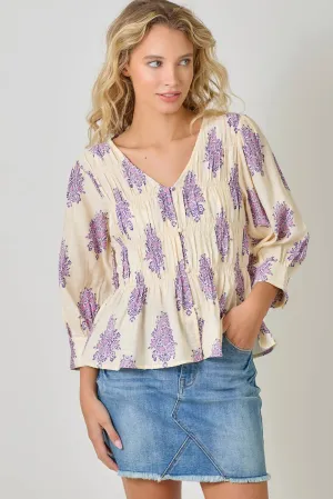 Puff Sleeve Smocked Blouse
