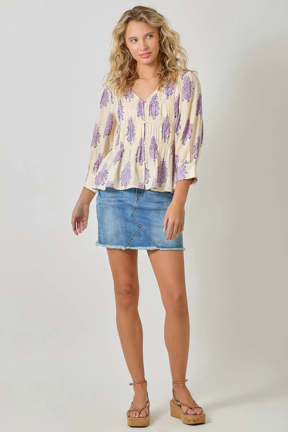 Puff Sleeve Smocked Blouse