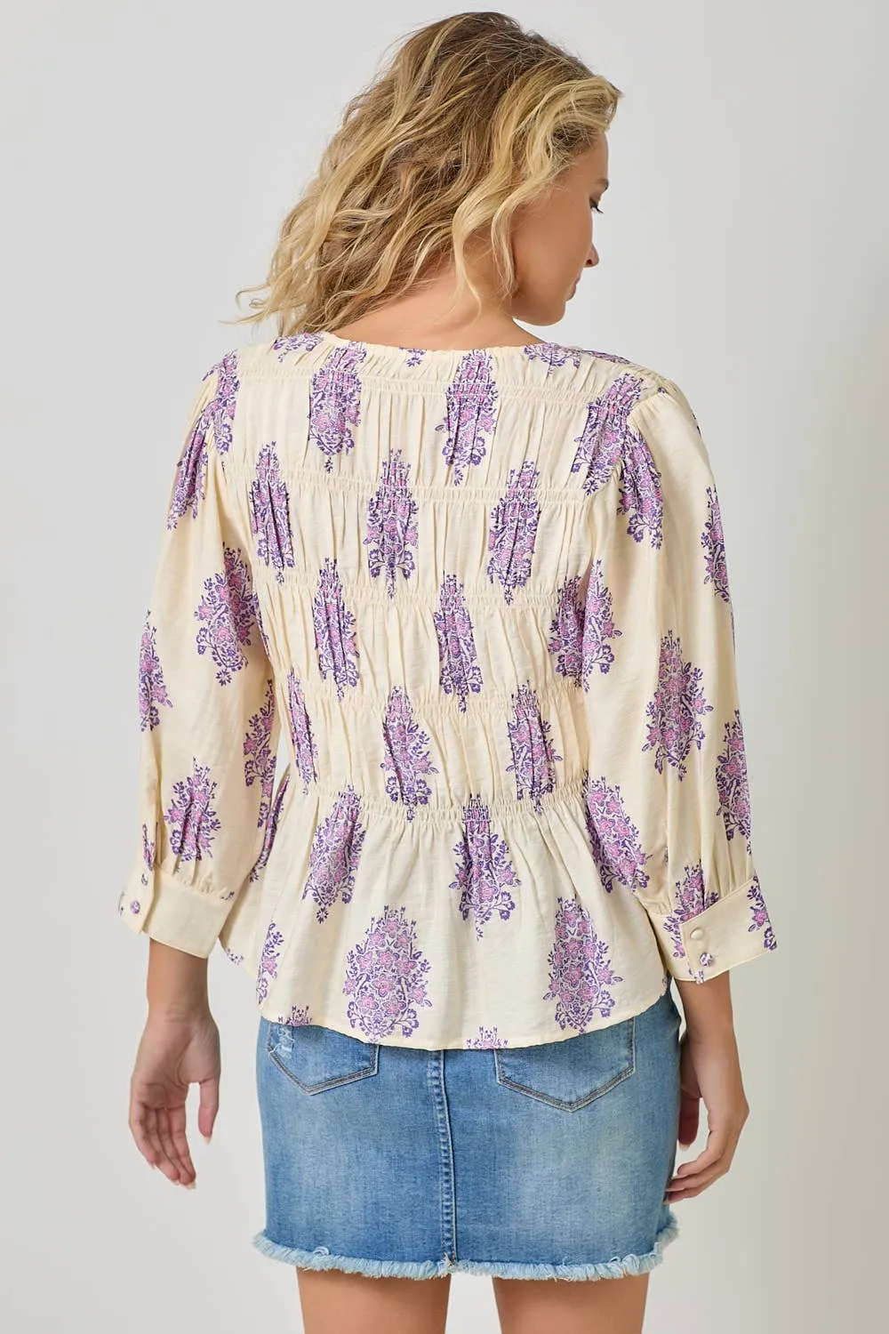 Puff Sleeve Smocked Blouse