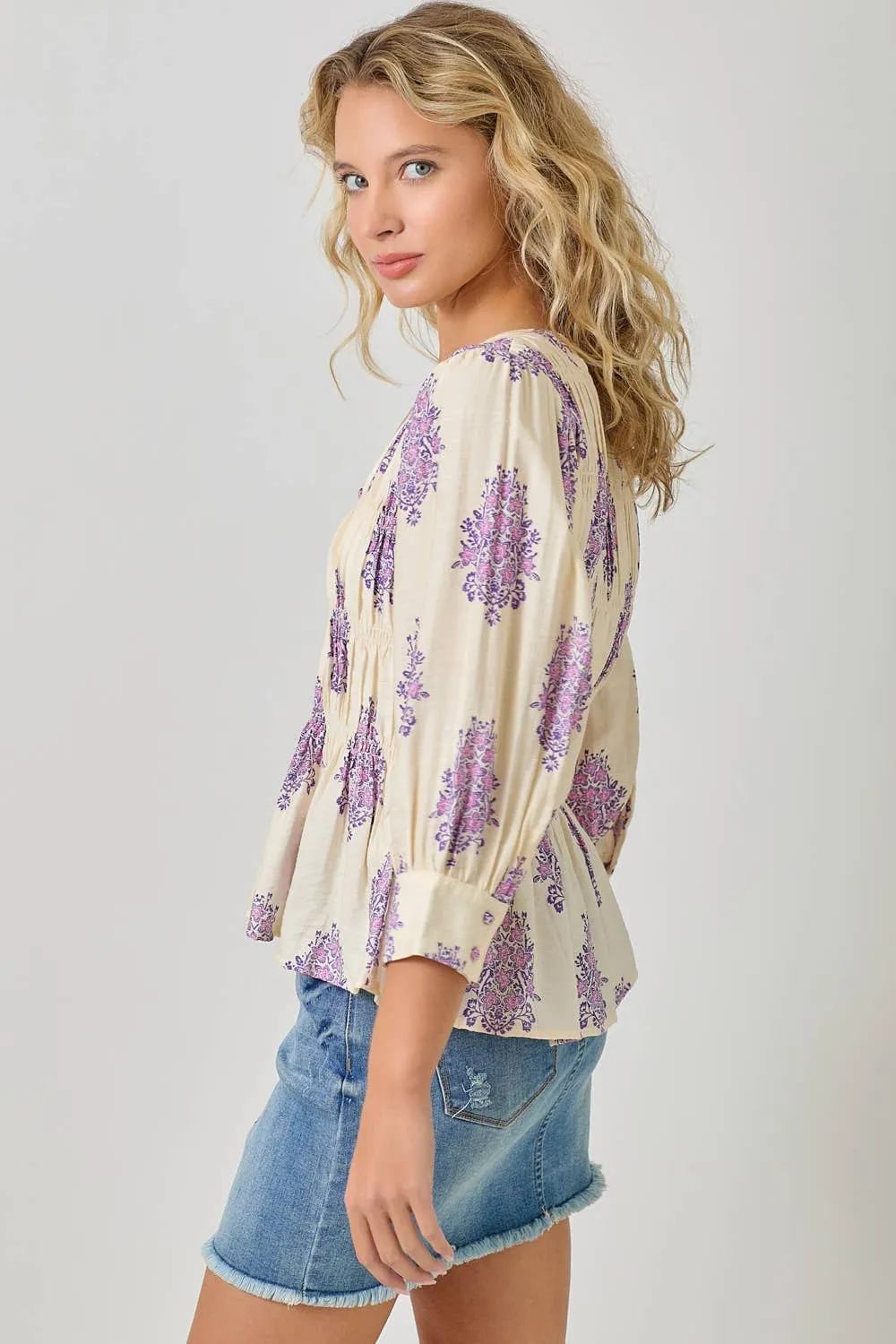 Puff Sleeve Smocked Blouse