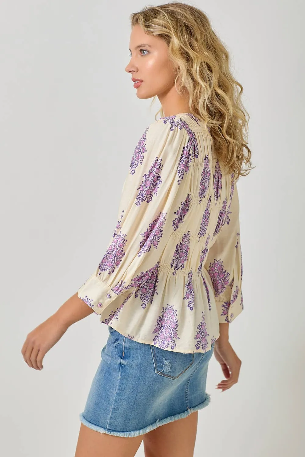 Puff Sleeve Smocked Blouse