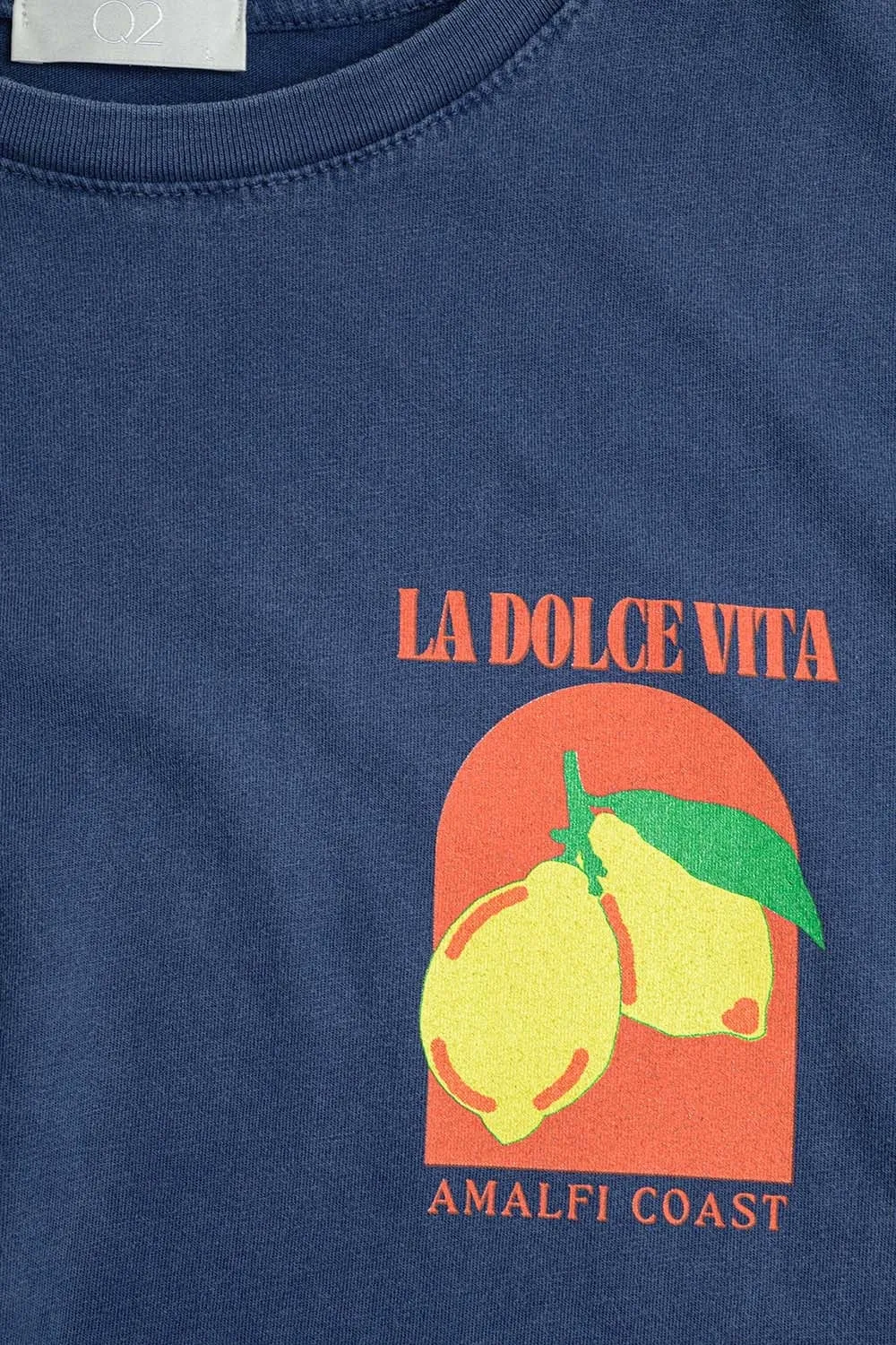 Relaxed Fit T-Shirt With La Dolce Vita Print In Navy Blue