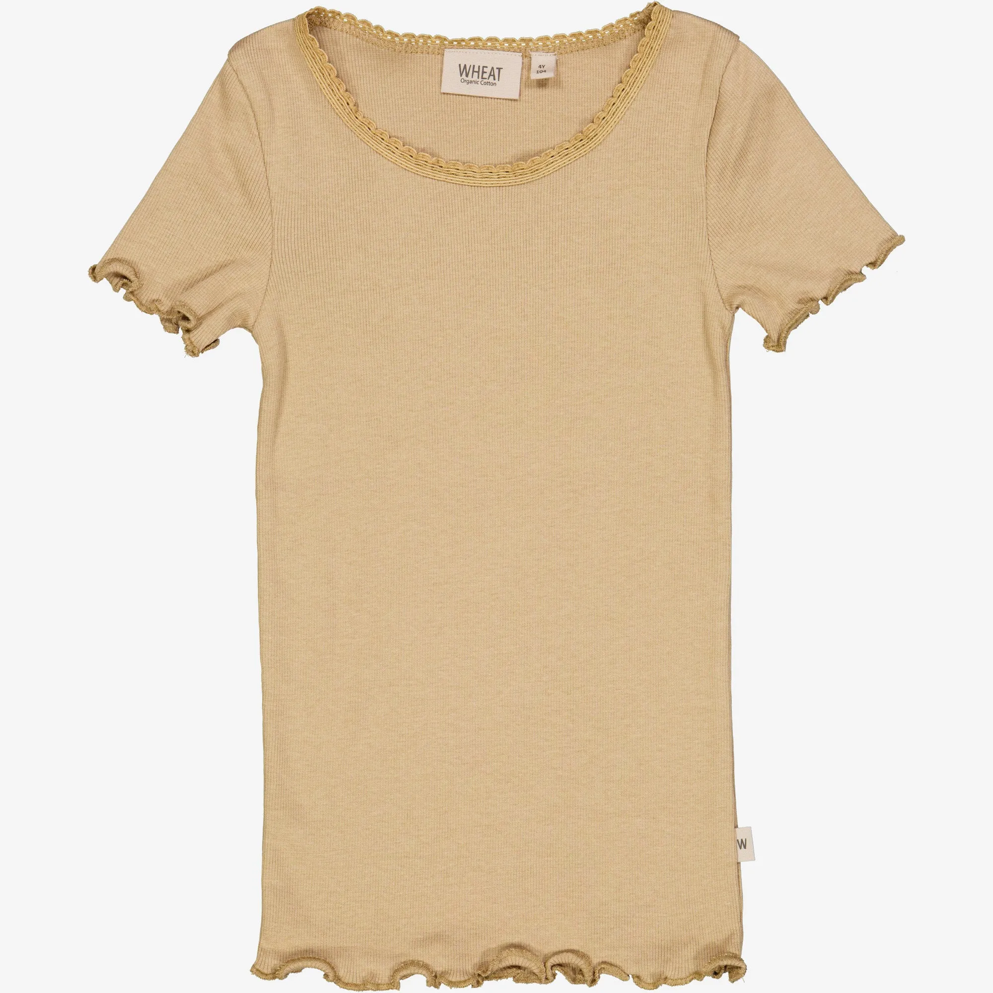 Rib T-Shirt Lace SS - latte