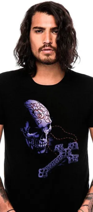 Soft Touch Cotton Skull And Cross Black Tee From Omen