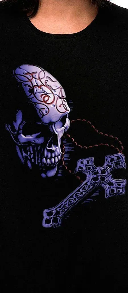Soft Touch Cotton Skull And Cross Black Tee From Omen